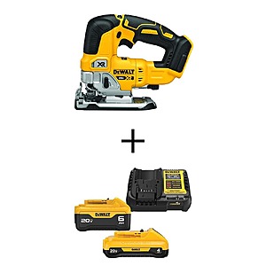 $199: DEWALT 20V MAX XR Cordless Brushless Jigsaw with 6.0 Ah and 4.0 Ah Starter Kit at HomeDepot