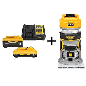 $199: DEWALT 20V MAX XR Cordless Brushless Compact Router with 6.0 Ah and 4.0 Ah Starter Kit at HomeDepot