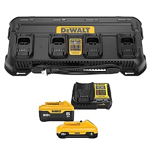 $199: DEWALT 4-Port 4A Battery Charger + 20V MAX 6Ah & 4Ah Battery Kit at HomeDepot