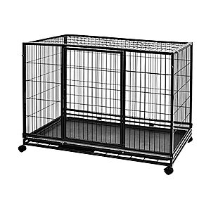 48" Amazon Basics Heavy Duty Stackable Dog Kennel w/ Pull-Out Tray (Black) $79.99 + Free Shipping w/ Prime