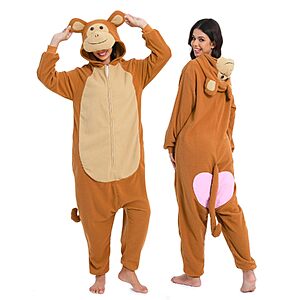 Naitoke Adult Halloween Hooded Fleece Onesie (Brown Khaki or Yellow Chick) $9.99 + Free Shipping w/ Prime or on $35+