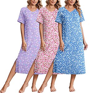 Ekouaer 3 Pack Long Nightgowns for Women House Dress Plus Size Moo Moos $19.99