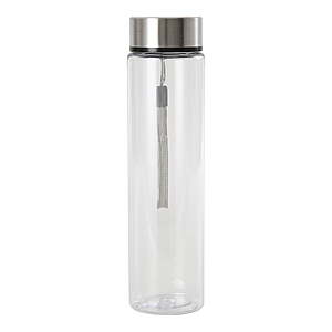 $1 Walmart Mainstays 18 oz Clear Plastic Water Bottle with Stainless Steel Screw Top Lid and Strap
