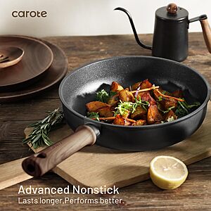CAROTE Pots and Pans Set Nonstick Cookware Sets 21 Pieces Black | Titanium Reinforced Coating, Scratch-Resistant, Easy to Clean, Even Heating, Induction Compatible $89.96
