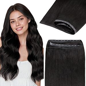 GOO GOO Butterfly Weft Hair Extensions, Invisible Comfortable Genius Weft | 1B Natural Black, 18In 100g, Remy Human Hair, Micro Hand-Tied Look, Daily Wear $61.77