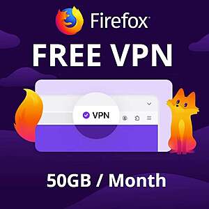 Free Mozilla Firefox VPN (Built-in) | 50GB per month