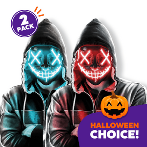 2 PACK! Halloween LED Mask, Scary Glow LED Face Light Up Masks with 3 lighting Modes & El Wire for Costume & Cosplay Masquerade Party Adjustable & Eco-Friendly Material $10.09