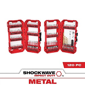 $29.88: Milwaukee SHOCKWAVE Impact Duty Alloy Steel Screw Driver Bit Set (120-Piece) at HomeDepot