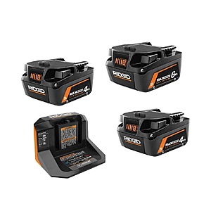 RIDGID 18V Starter Kit with (2) 4.0 Ah MAX Output Batteries and Charger with 6.0 Ah MAX Output Battery $149