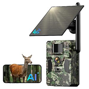 4G LTE Cellular Trail Camera with AI Animal Detection, Unlimited Data Plan, 2K Live Video Game Camera, 0.2s Trigger 940nm, IP66 $29.99