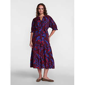 Scenario Women's and Women's Plus Tiered Midi Dress with Short Sleeves, Sizes XS-4X from $9.51