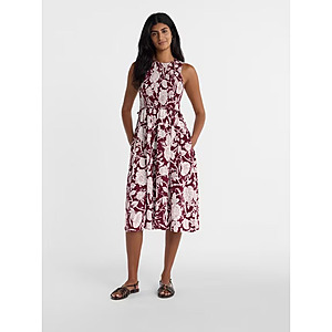 Time and Tru Women's Tiered Midi Dress with Flutter Sleeves, Sizes XS-XXXL Brown or Burgundy $6.24