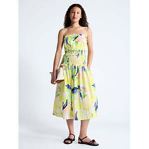 Free Assembly Women's and Women's Plus Strapless Cotton Poplin Tiered Midi Dress, Sizes XS-XXL - $8.28