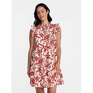 Time and Tru Women's and Women's Plus Cotton Mini Dress with Flutter Sleeves, Sizes XS-4X $6.97