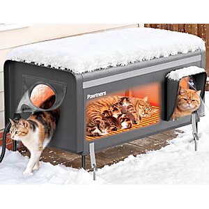32" XXL Pawtners Heated Insulated Outdoor Cat House (Dark Grey) $59.99 + Free Shipping