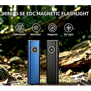 Trustfire 1200LM EDC Flashlight MINIX3-SE IPX6 Rechargeable Torch with White/UV Light Pointer Lantern Magnetic Tail - $49.43