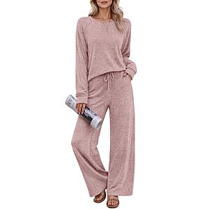 Ekouaer Pajama Sets for Women Long Sleeve Sleepwear Crew Neck Pj Lounge Set $13.99