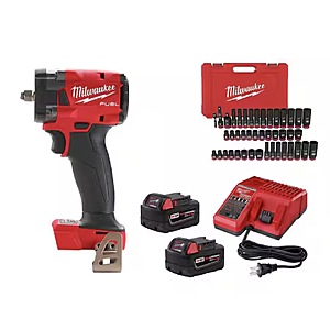 Milwaukee M18 FUEL 3/8" Brushless Cordless Impact Wrench w/ (2) 5.0Ah Batteries, Charger & 43-Piece Impact Socket Set $298 + Free Shipping
