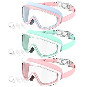 CIFOYA Kids Swim Goggles, 3 Pack Swimming Goggles for Kids 4-16, Anti-Fog UV Protection Pool Glasses $10.99 AC