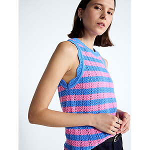 Free Assembly Women's Crochet Cotton Racerback Tank Top, Lightweight, Sizes XS-XXL - $4.13