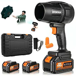 IOOKNA Cordless Handheld Leaf Blower w/ 2x 4.0Ah Batteries, Fast Charger & Storage Case (Orange) $22.10 + Free Shipping w/ Prime or on $35+