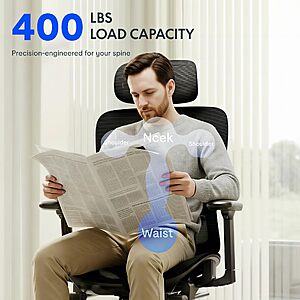 FLEXISPOT ErgoX Premium Ergonomic Office Chair Black-FT | Adjustable Armrests, Dynamic Lumbar Support, Recline & Tilt Function, Mesh with Footrest $269.99
