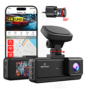 REDTIGER A8 4K Dash Cam Front and Rear,Touch Screen,Loop Recording $73 + Free Shipping