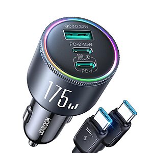 JOYROOM 175W Car Charger, 3-Port Car Charger USB C Fast Charge $12.49 AC