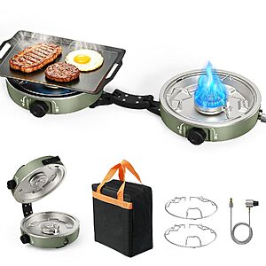 Minthouz 20,000 BTU 2-Burner Propane Camping Stove w/ Carry Bag $29.99 + Free Shipping w/ Prime or on $35+
