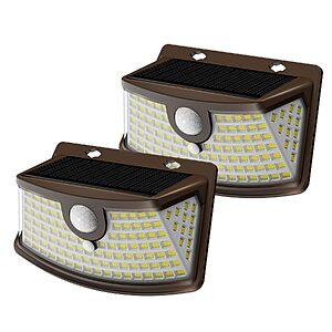 Aootek Solar Motion Sensor Lights Outdoor 120 LEDs, Brown, 2 Pack $6.49 AC