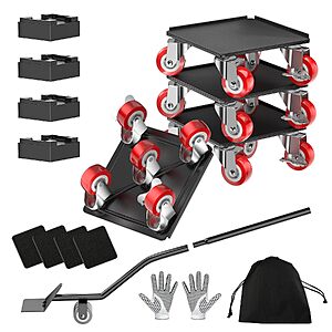 [Prime] 4-Pack Loyal Tiger 1000-Lb Capacity Furniture Dolly Movers w/ Swivel Wheels & Lifter Pry Bar $20.39 & More + Free Shipping