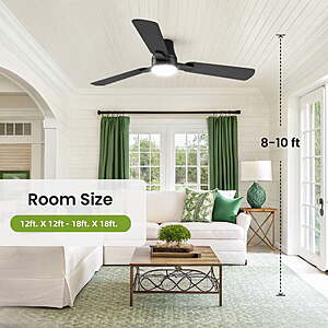 $39.79 FS WALMART by SZRSTH -- Ceiling Fans with Lights: 52/42 inch Flush Mount Modern Ceiling Fan with Remote Reversible Airflow