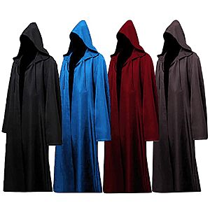 Tunic Hooded Robe Monk Priest Black Cloak Halloween Costume Adult Hood Cape (4 colors) - from $9.99
