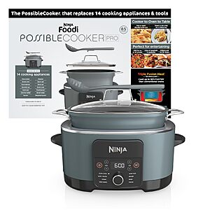 Ninja® PossibleCooker™ PRO 8-in-1, 8.5-qt, Sea Salt Gray, MC1001 | Replaces 14 appliances, Triple Fusion Heat®, slow cook, sauté, roast & steam $109.99