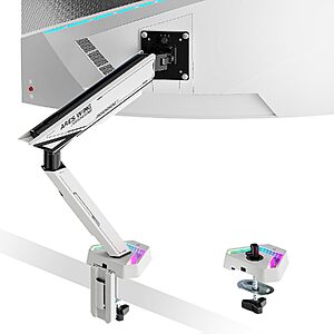 ARES WING RGB Single Monitor Arm Desk Mount for 17"-45" Monitors (White) $69.59 + Free Shipping
