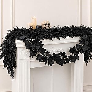2-Pack 6' Watayo Black Halloween Cedar Garland & Maple Leaf Vine Set $8.39 + Free Shipping w/ Prime or on $35+