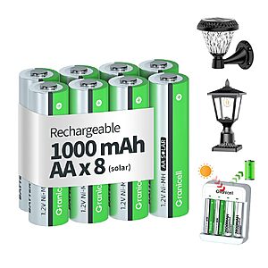 (8-Pack) Granicell NiMH Rechargeable 1.2V AA Batteries $4.99