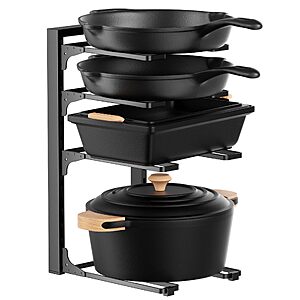 MUDEELA Pot and Pan Organizer Under Cabinet 15.75", 4-Tier Pot Rack, 1 Pack $14.07
