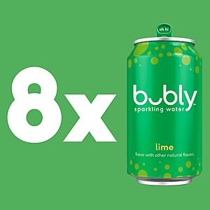 $3.18 or less S&S AMZ bubly Sparkling Water, Lime, 12 Fl Oz Cans (8 Pack)  ($3.21 Raspberry)