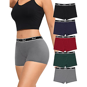 LEVAO Cotton Boyshort Underwear for Women, Boxer Briefs, 5 Pack S-XXL $7.57