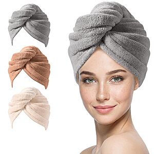 3-Pack YFONG Microfiber Hair Towel Wraps (Various) $5.99 + Free Shipping w/ Prime or on $35+