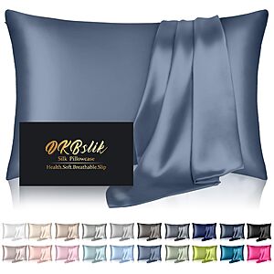 DKBslik Mulberry Silk Pillow Cases Standard Size with Zipper, Ash Blue $7.34