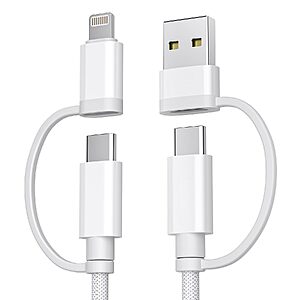 6.6-ft Basesailor 4-in-1 60W USB-C to USB-C Cable w/ Lightning & USB-A Adapters $6.49 + Free Shipping w/ Prime or $35+ orders