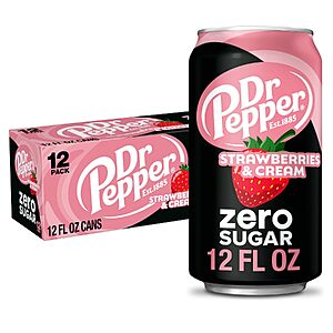 12-Pack 12-Oz Dr Pepper Strawberries & Cream Zero Sugar Soda Cans 3 for $13.84 ($4.61 each) w/ S&S + Free Shipping w/ Prime or on $35+