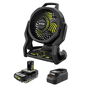 YMMV, $49.50, RYOBI ONE+ 18V Hybrid Cordless 7-1/2 in. Fan 30TH Anniversary Kit with 2 Ah Battery and Charger, in store