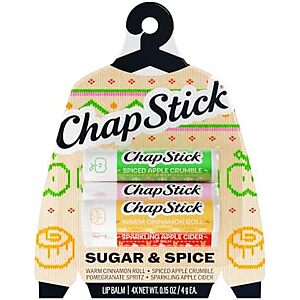 $3.95 S*S Clip Q ChapStick Sugar & Spice Holiday Flavored Lip Balm Variety Gift Set, 4-Pack