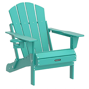 MUCHENGHY Folding Adirondack Chair HDPE for Fire Pit Outdoor, Lake Blue $89.99