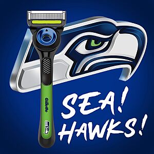 $11.84 Clip Q AMZ Gillette Labs Special NFL Seahawks Edition Shaving Razor for Men - 1 Handle, 1 Razor