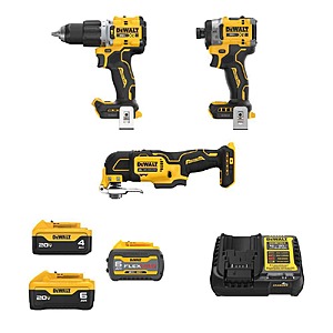 BOGO 20-Volt MAX Lithium-Ion Cordless Combo Kit (3-Tool) with FLEXVOLT 6 Ah Battery, 20V 6 Ah and 4 Ah Batteries and Charger $399