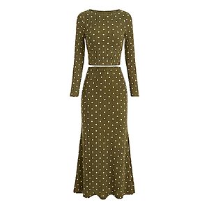2-Piece BTFBM Women's Polka Dot Long Sleeve Crop Top & Maxi Skirt Set (S-XXL, Various Colors) $14.99 + Free Shipping w/ Prime or on $35+